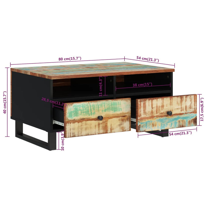 Salontafel 80x54x40 cm massief gerecycled hout en bewerkt hout