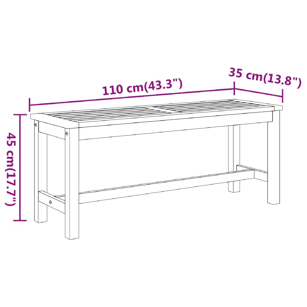 Tuinbank 110x35x45 cm massief acaciahout