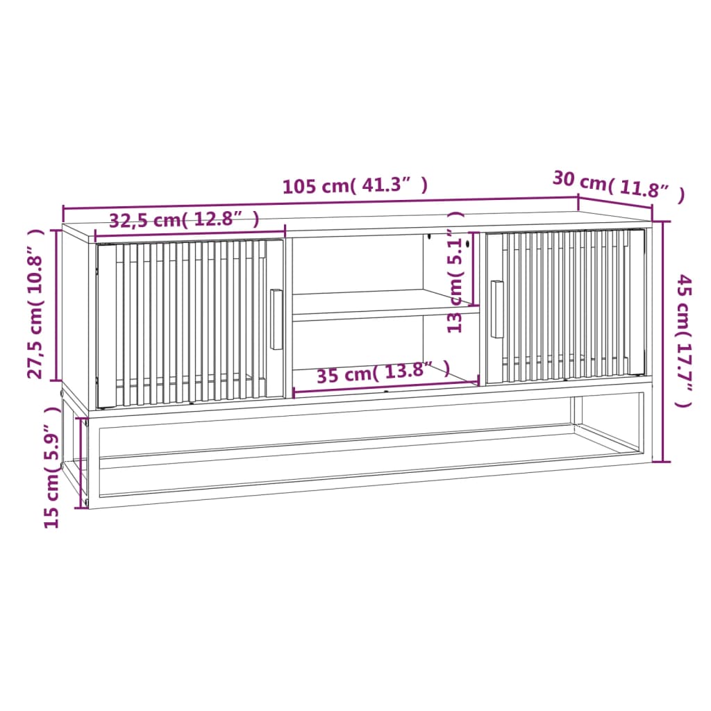 Tv-meubel 105x30x45 cm bewerkt hout wit