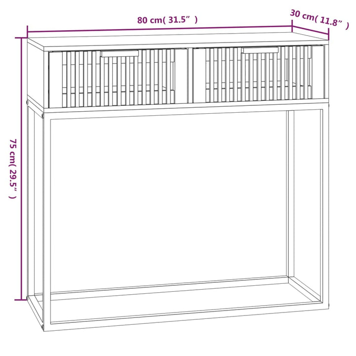 Wandtafel 80x30x75 cm bewerkt hout en ijzer zwart