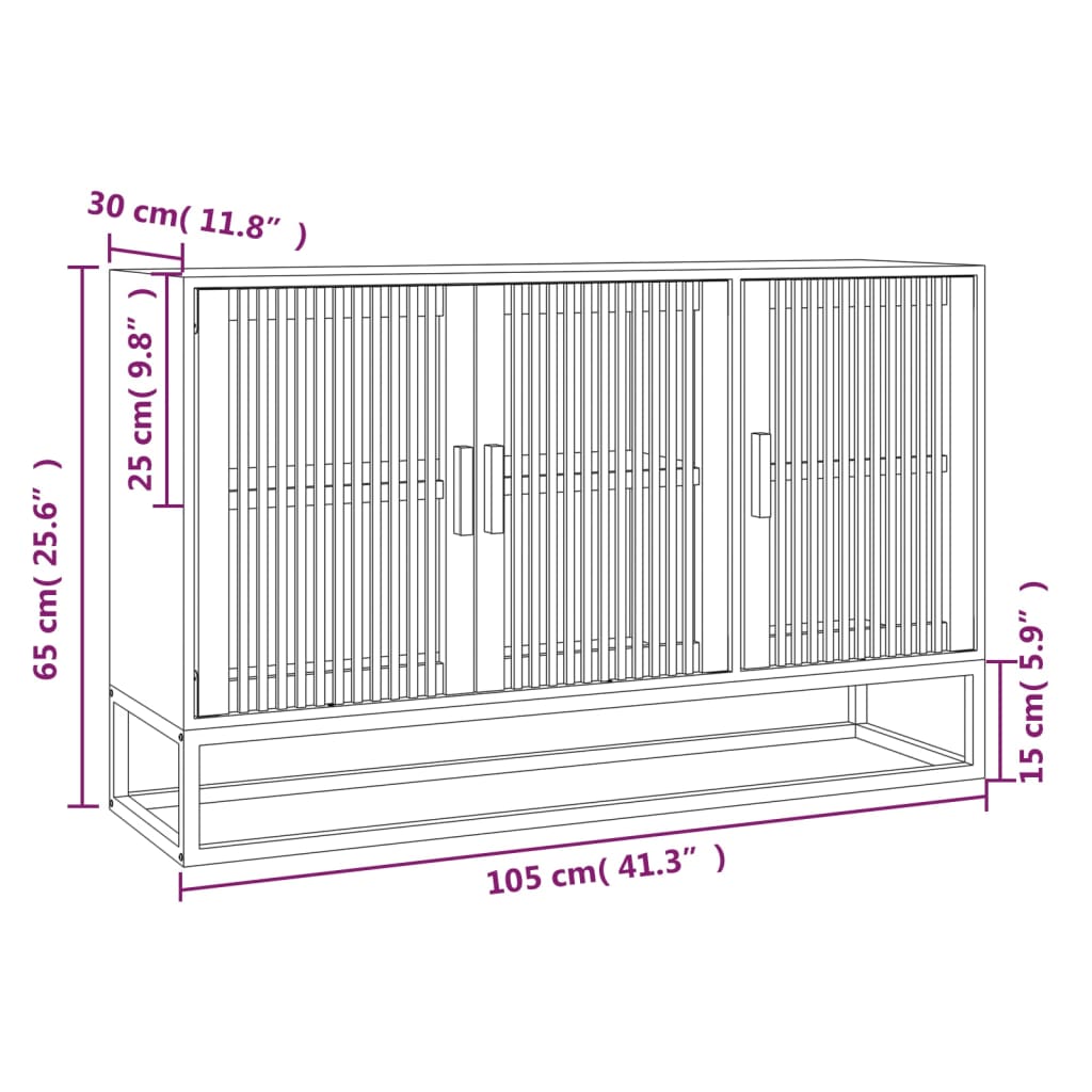 Dressoir 105x30x65 cm bewerkt hout zwart