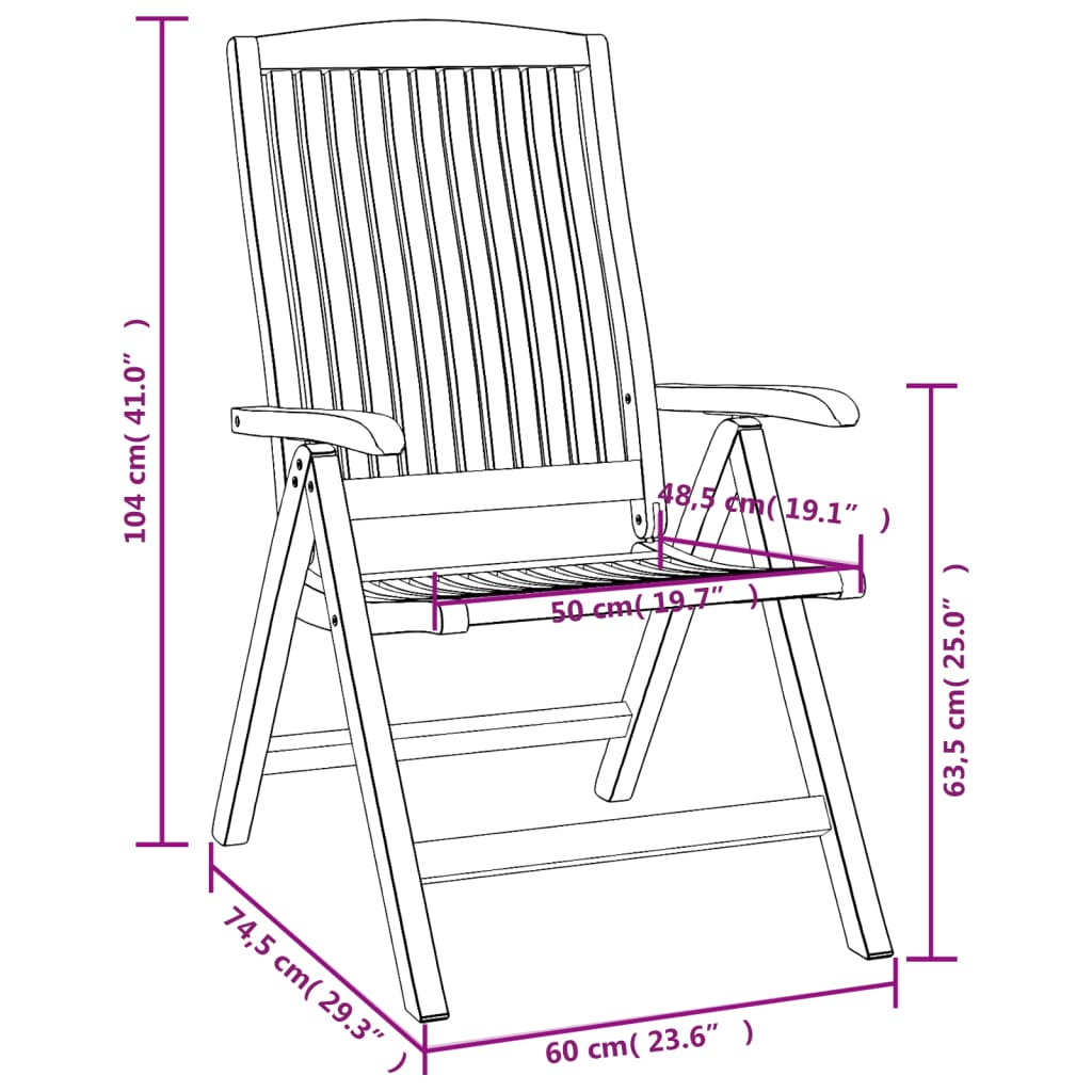 Tuinstoelen 4 st verstelbaar massief teakhout