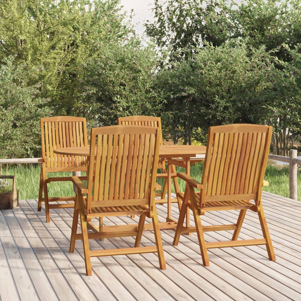 Tuinstoelen 4 st verstelbaar massief teakhout