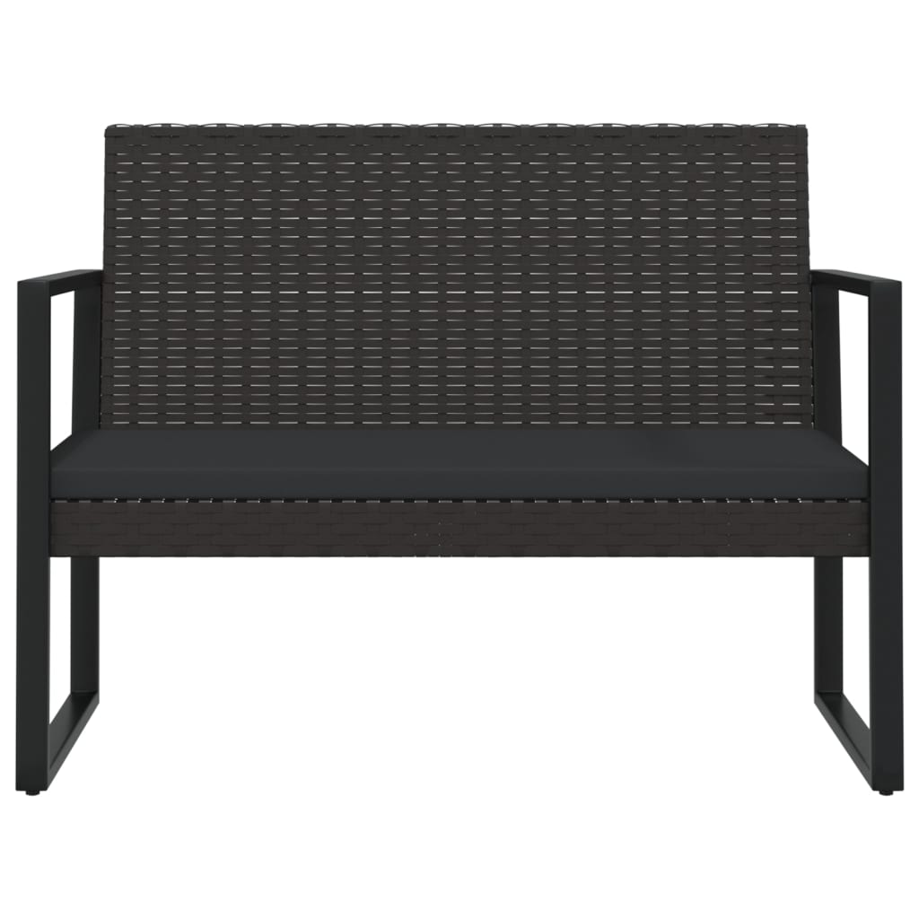 Tuinbank met kussens 106 cm poly rattan zwart