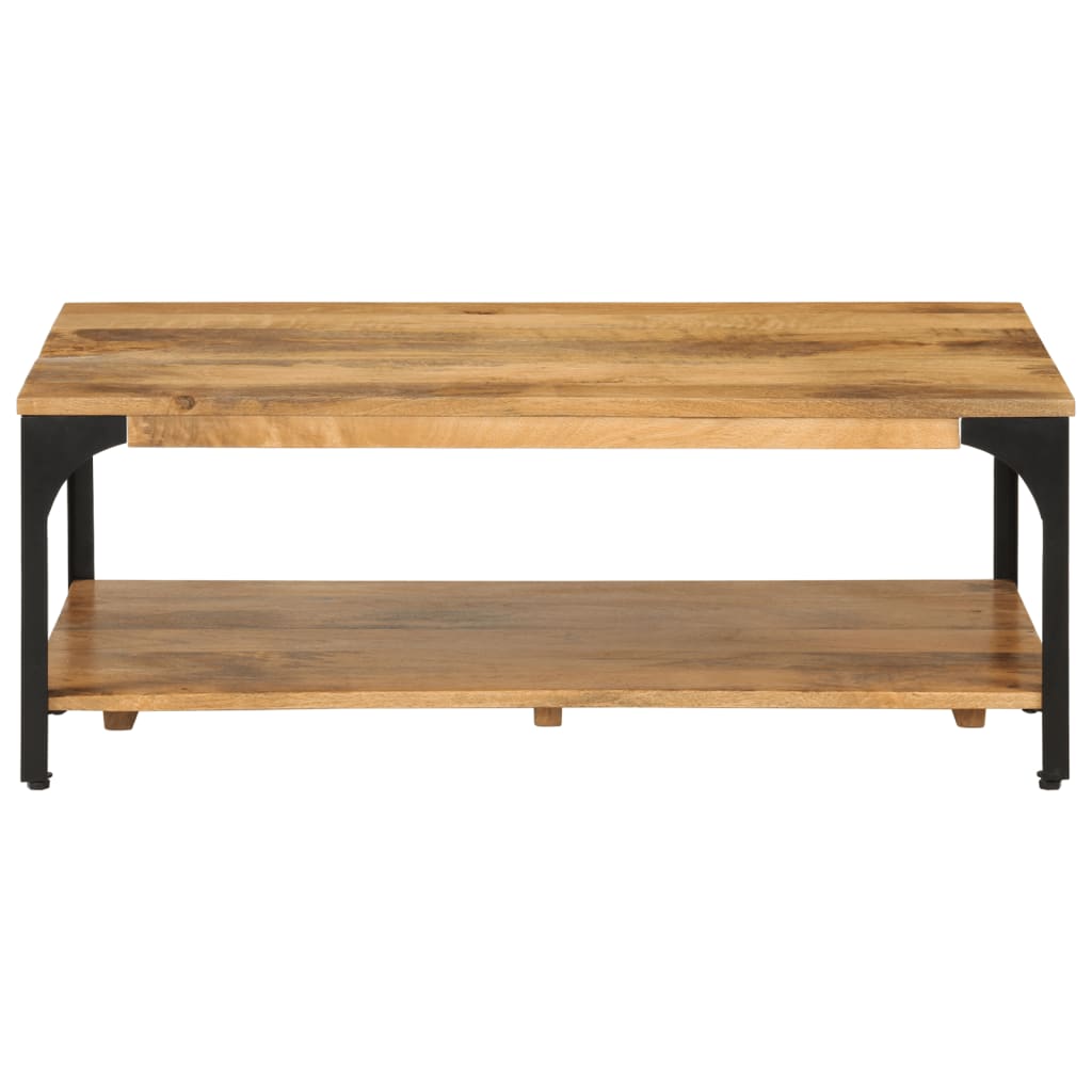 Salontafel 2-laags 100x55x38 cm massief mangohout en staal