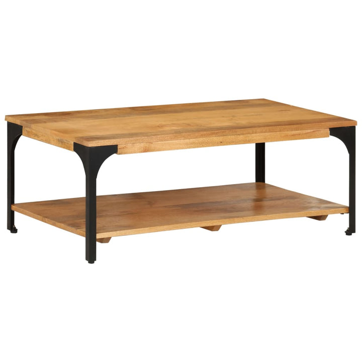 Salontafel 2-laags 100x55x38 cm massief mangohout en staal