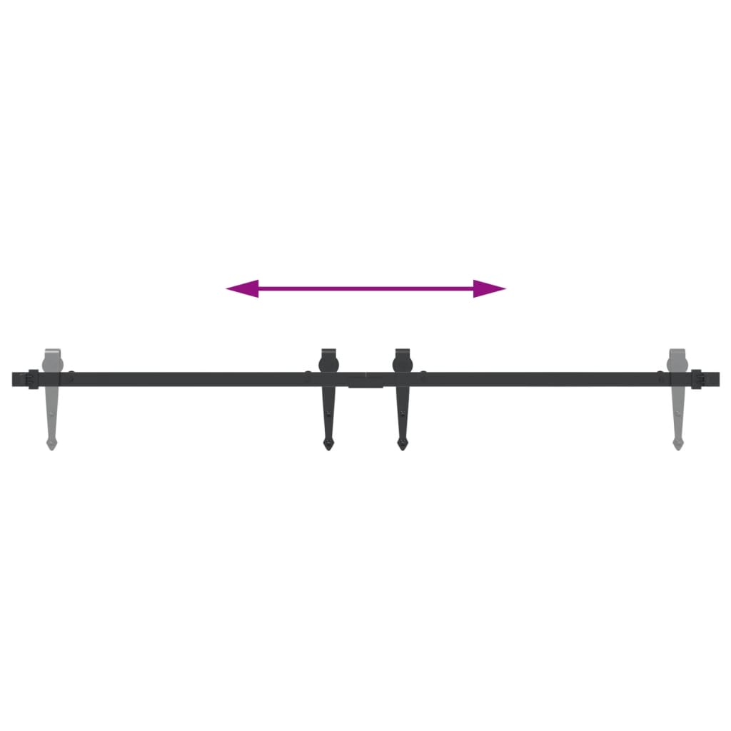 Ophangset voor minischuifdeur 122 cm koolstofstaal zwart