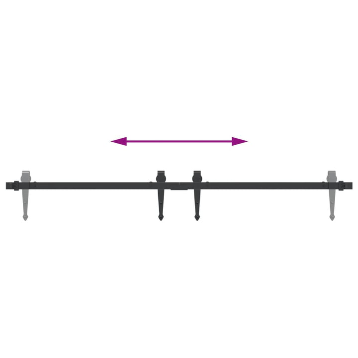 Ophangset voor minischuifdeur 122 cm koolstofstaal zwart