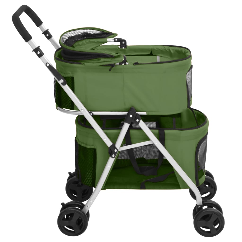 Hondenwagen 2-laags inklapbaar 83x48x97 cm oxford stof groen