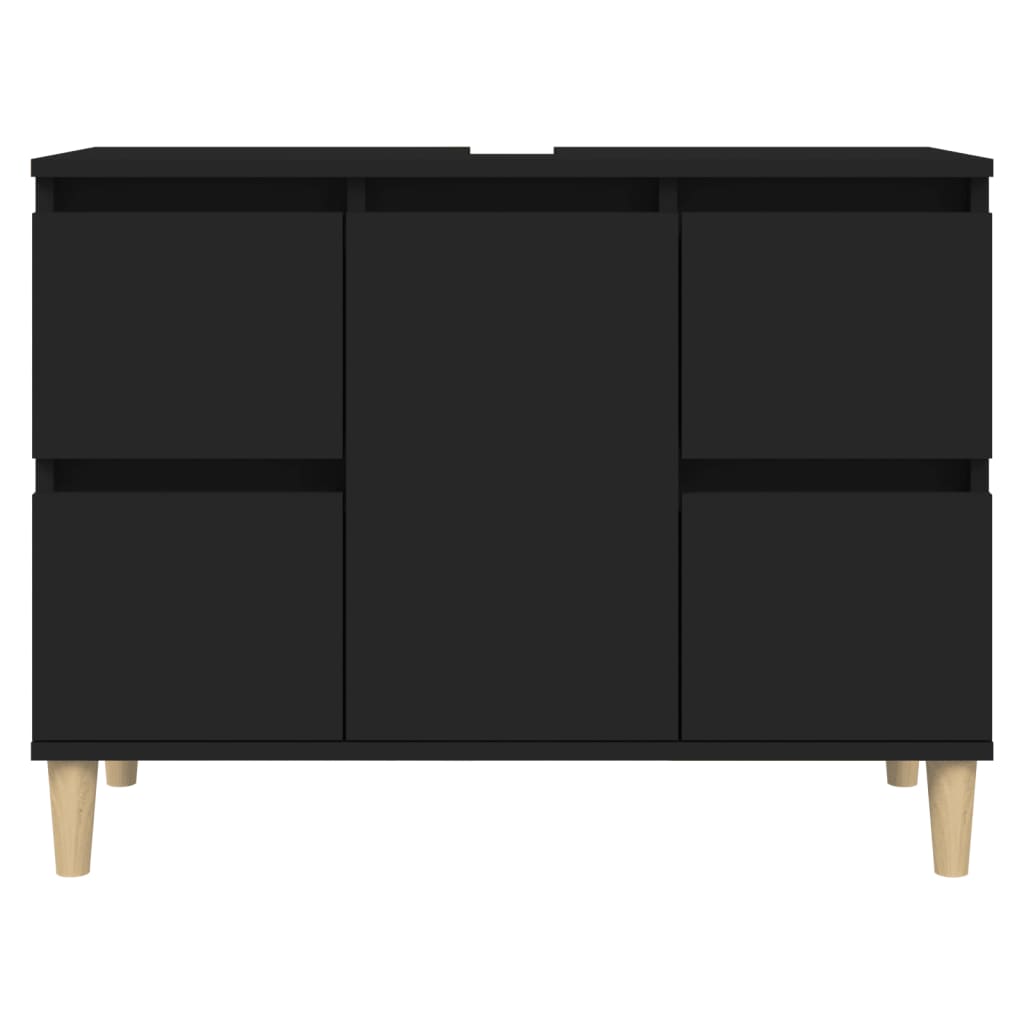 Wastafelkast 80x33x60 cm bewerkt hout zwart