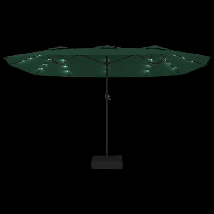 Parasol dubbel met LED 449x245 cm groen