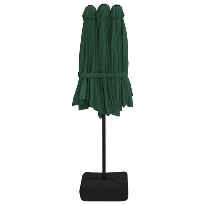 Parasol dubbel met LED 449x245 cm groen