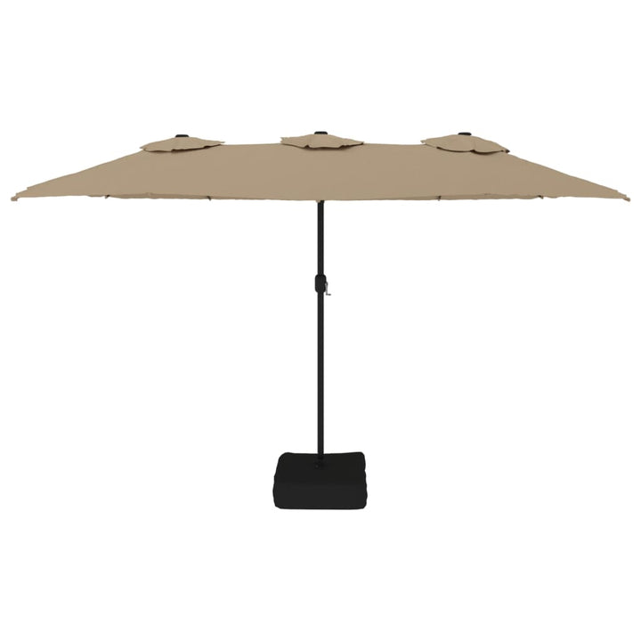 Parasol dubbel met LED 449x245 cm taupe