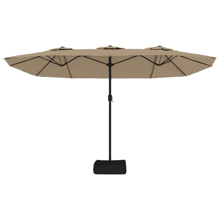 Parasol dubbel met LED 449x245 cm taupe