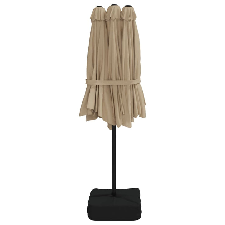 Parasol dubbel met LED 449x245 cm taupe