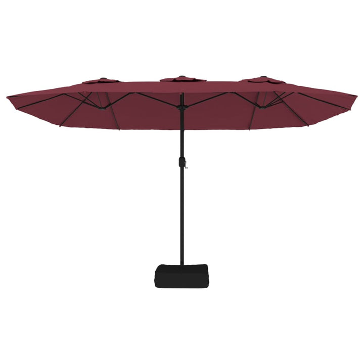 Parasol dubbel met LED 449x245 cm bordeauxrood