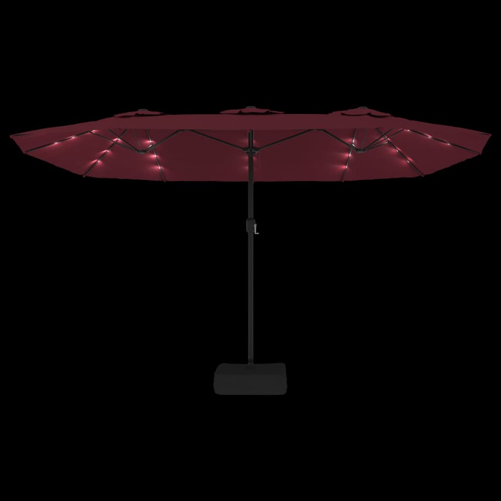 Parasol dubbel met LED 449x245 cm bordeauxrood