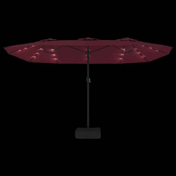 Parasol dubbel met LED 449x245 cm bordeauxrood