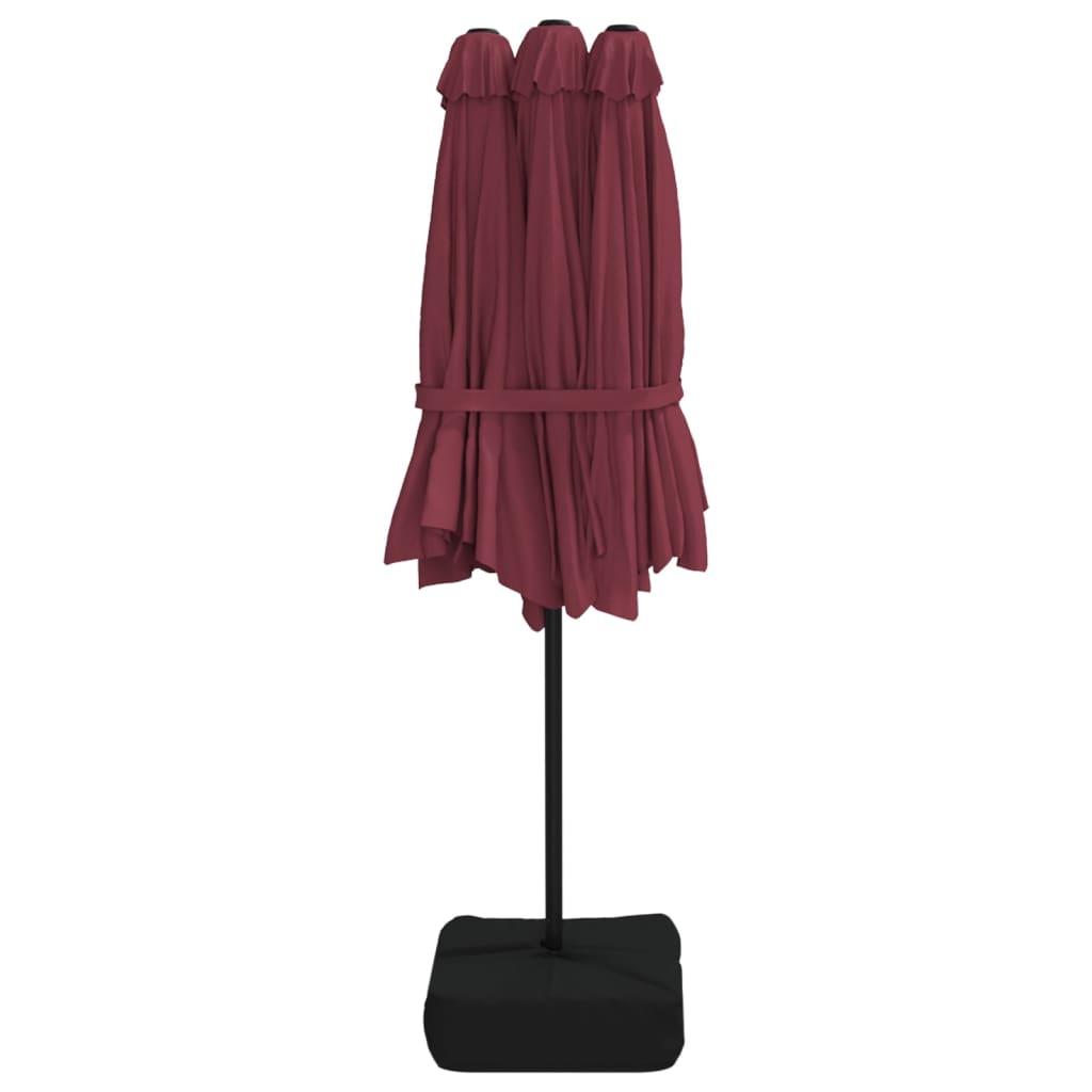 Parasol dubbel met LED 449x245 cm bordeauxrood