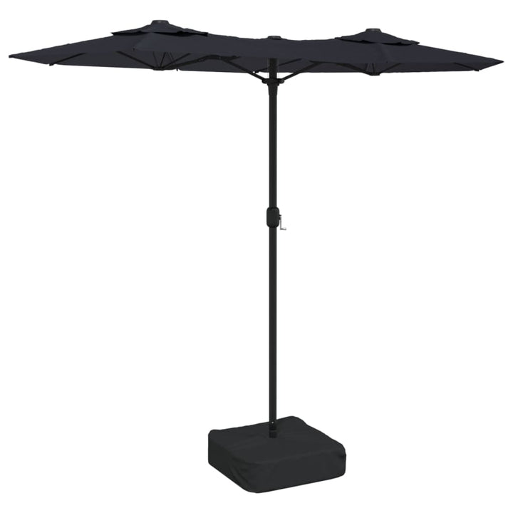 Parasol dubbel met LED's 316x240 cm zwart