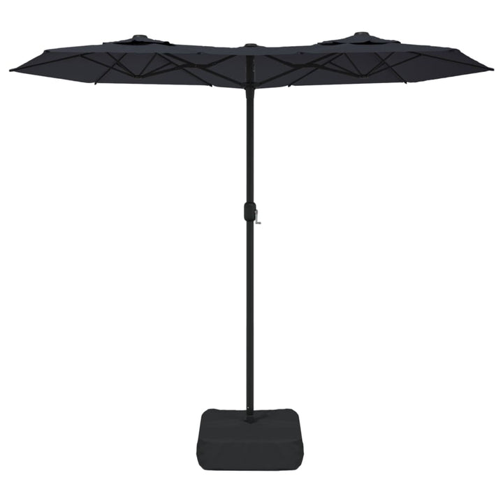 Parasol dubbel met LED's 316x240 cm zwart