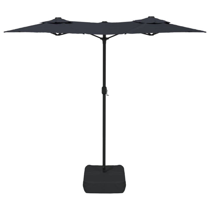 Parasol dubbel met LED's 316x240 cm zwart