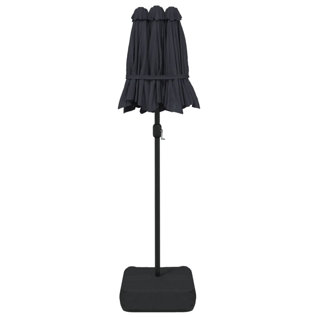 Parasol dubbel met LED's 316x240 cm zwart