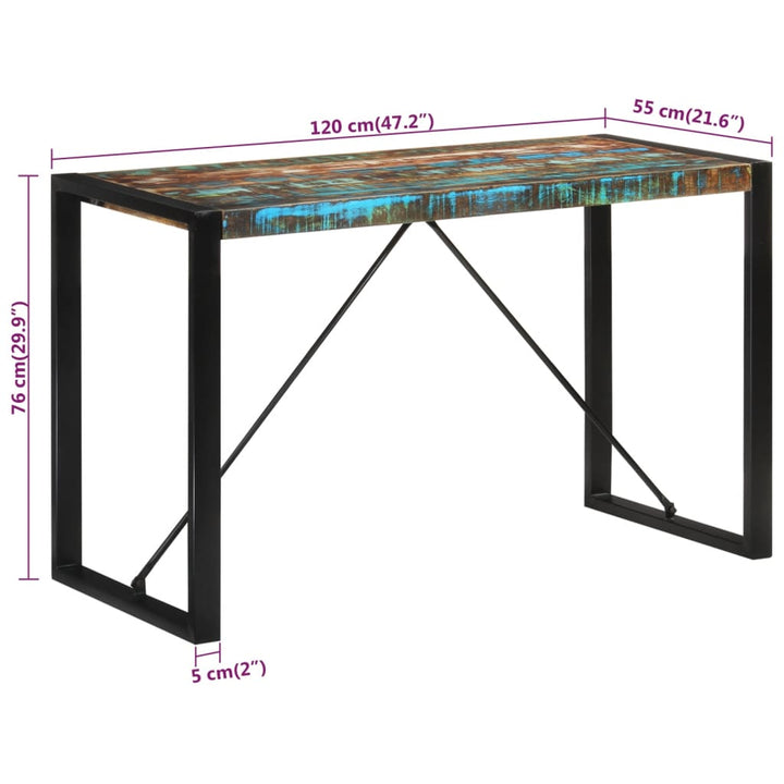 Eettafel 120x55x76 cm massief gerecycled hout