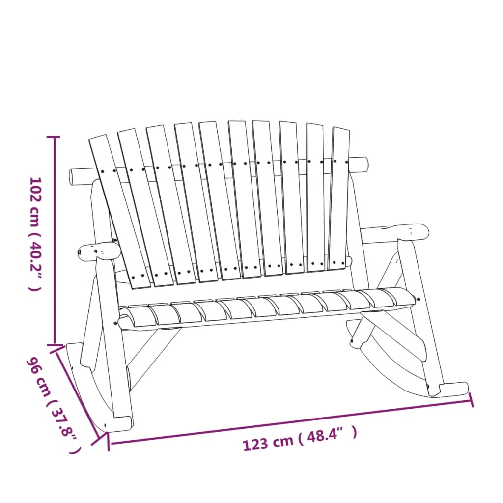 Schommelbank 2-zits 123x96x102 cm massief vurenhout