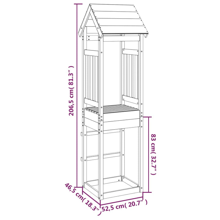 Speeltoren 52,5x46,5x206,5 cm massief groenhout