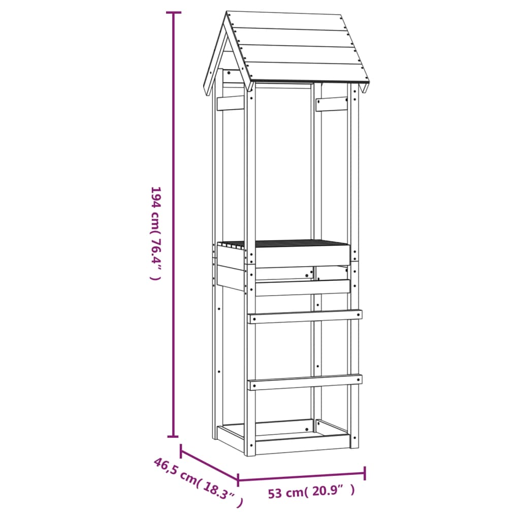 Speeltoren 53x46,5x194 cm massief grenenhout