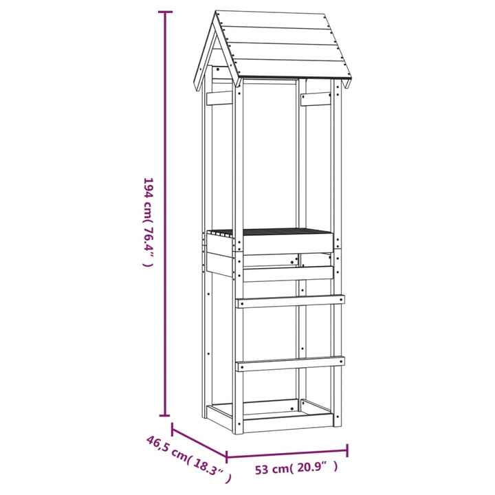 Speeltoren 53x46,5x194 cm massief grenenhout