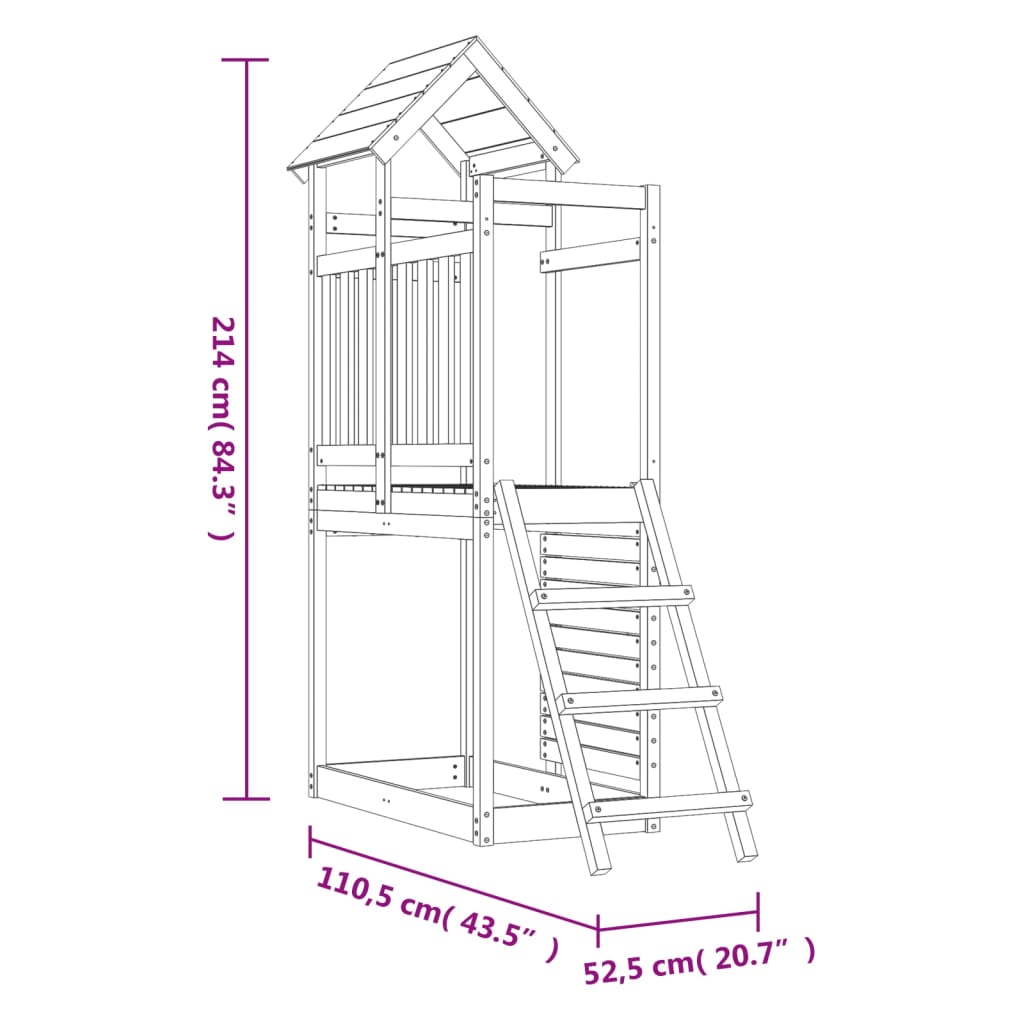 Speelhuis 52,5x110,5x214 cm massief grenenhout