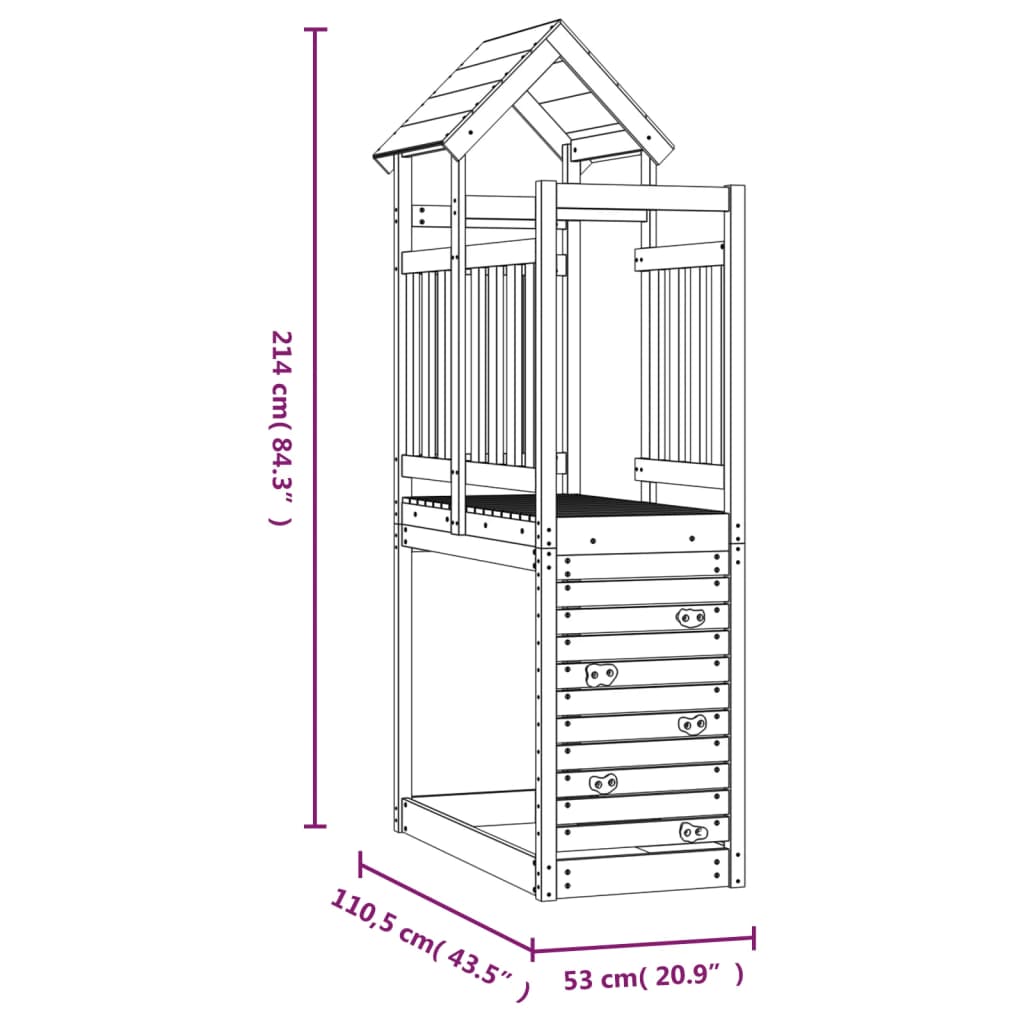 Speeltoren met rotswand 53x110,5x214 cm massief douglashout