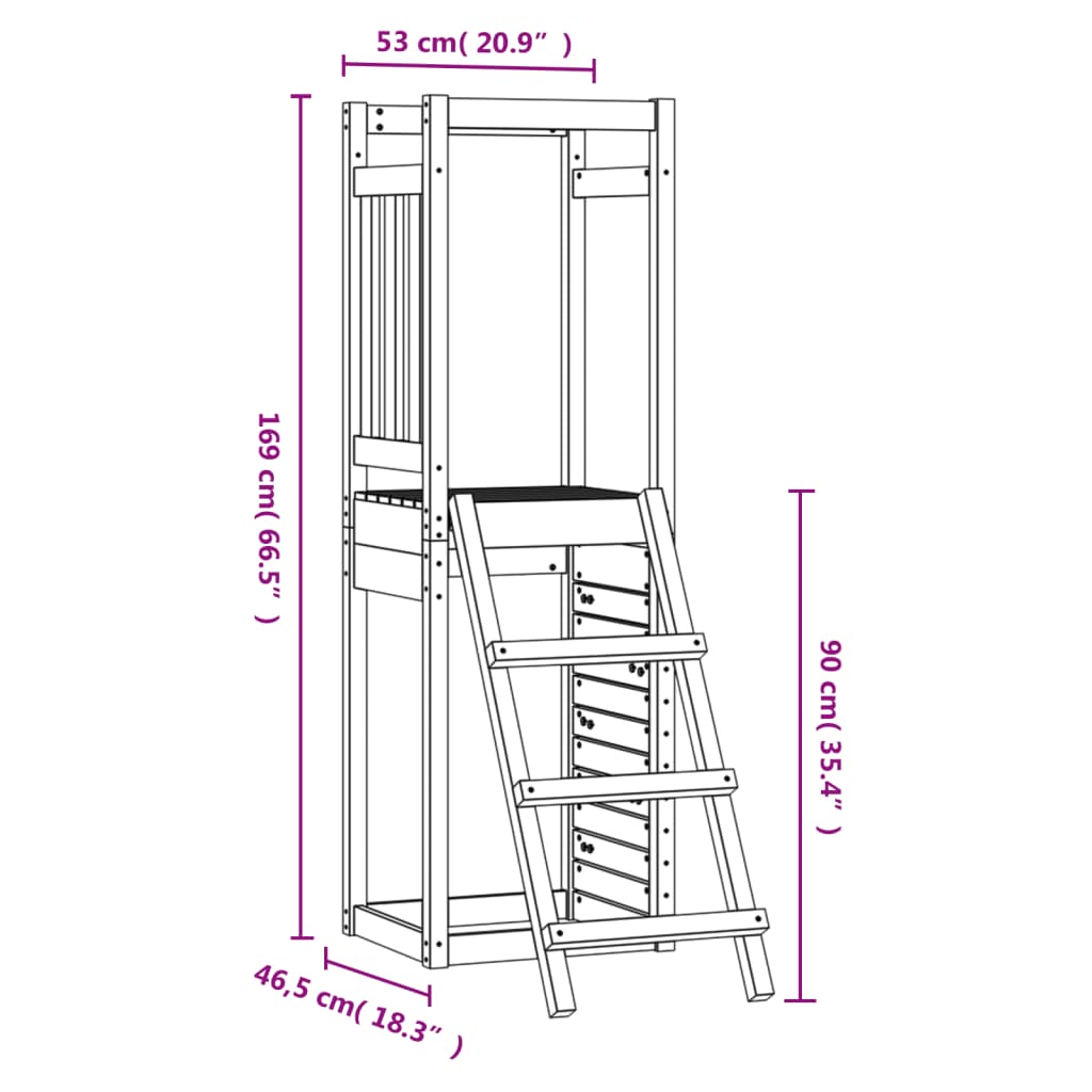 Speelhuis 53x46,5x169 cm massief grenenhout