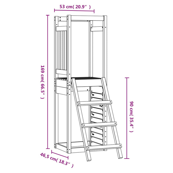 Speelhuis 53x46,5x169 cm massief grenenhout