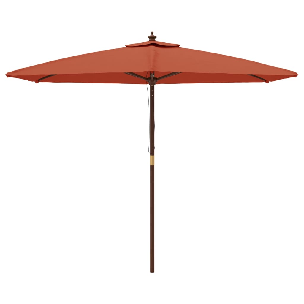 Parasol met houten paal 299x240 cm terracottakleurig