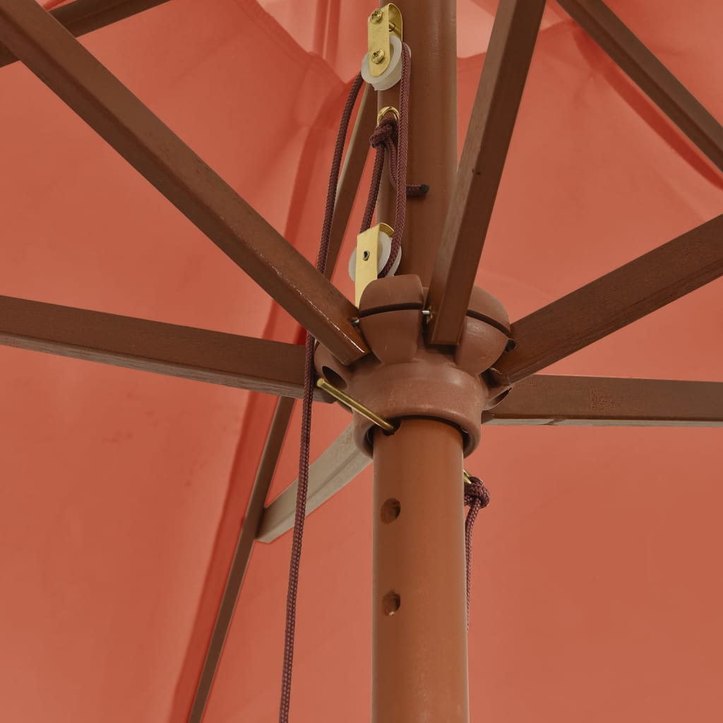 Parasol met houten paal 299x240 cm terracottakleurig