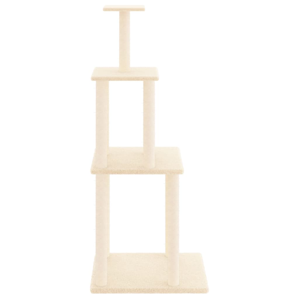 Kattenmeubel met sisal krabpalen 149 cm crèmekleurig