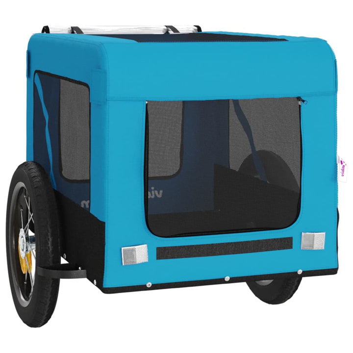 Hondenfietstrailer oxford stof en ijzer blauw en zwart