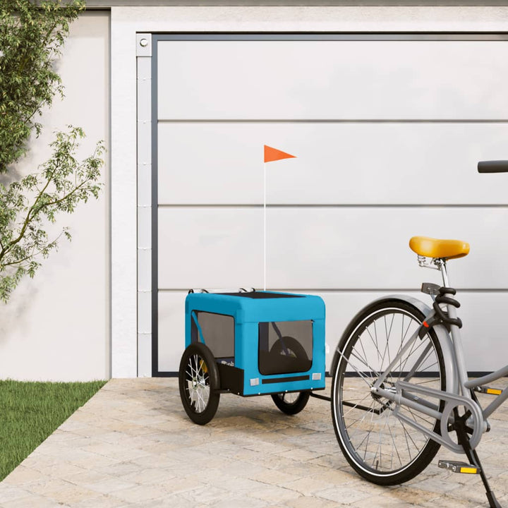 Hondenfietstrailer oxford stof en ijzer blauw en zwart