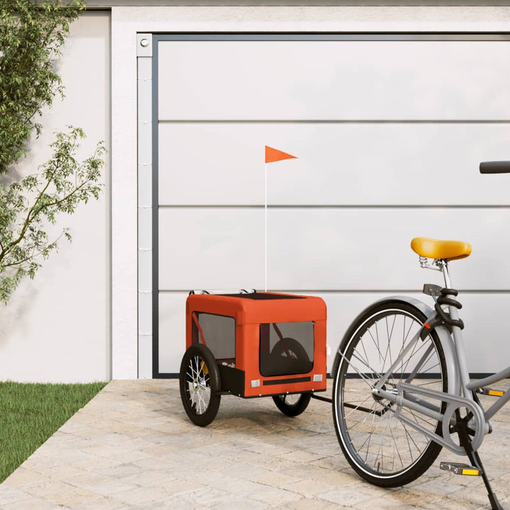 Hondenfietstrailer oxford stof en ijzer oranje en zwart