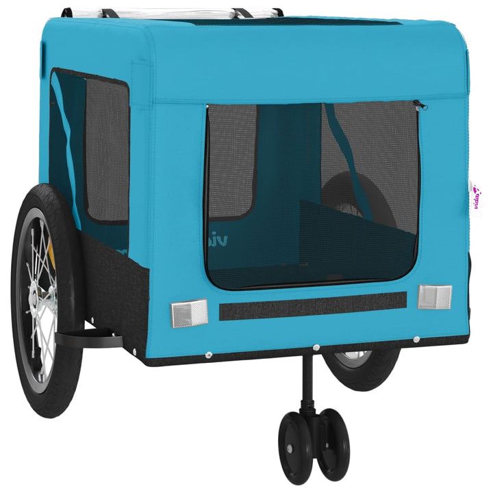 Hondenfietstrailer oxford stof en ijzer blauw en zwart