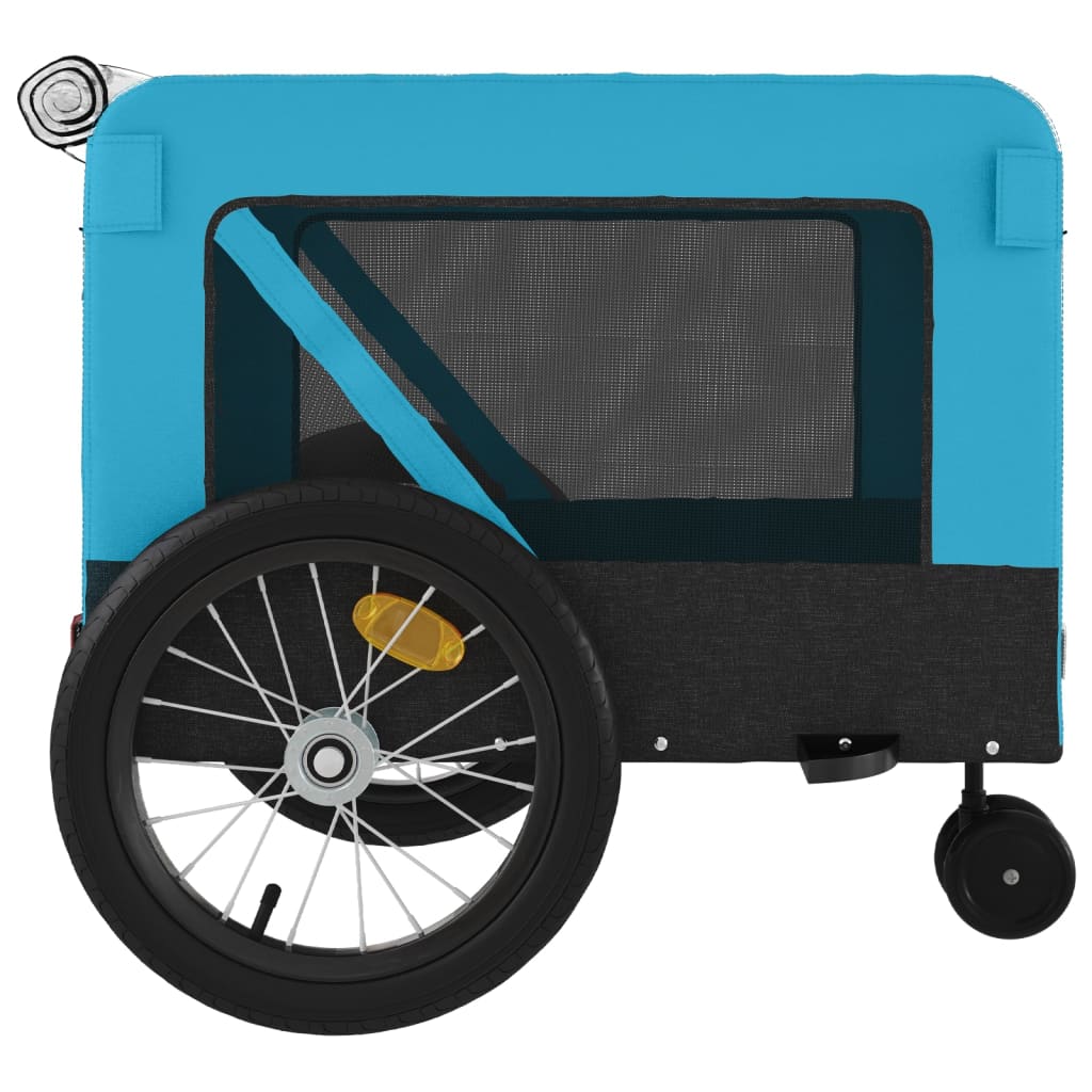 Hondenfietstrailer oxford stof en ijzer blauw en zwart