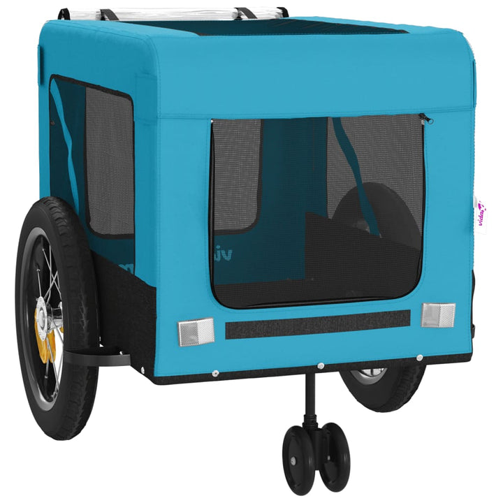 Hondenfietstrailer oxford stof en ijzer blauw en zwart