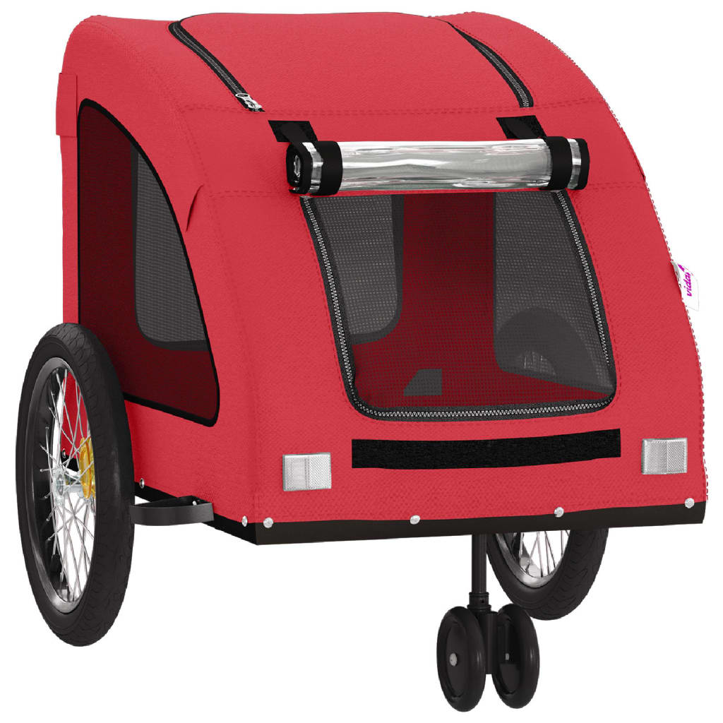 Hondenfietstrailer oxford stof en ijzer rood