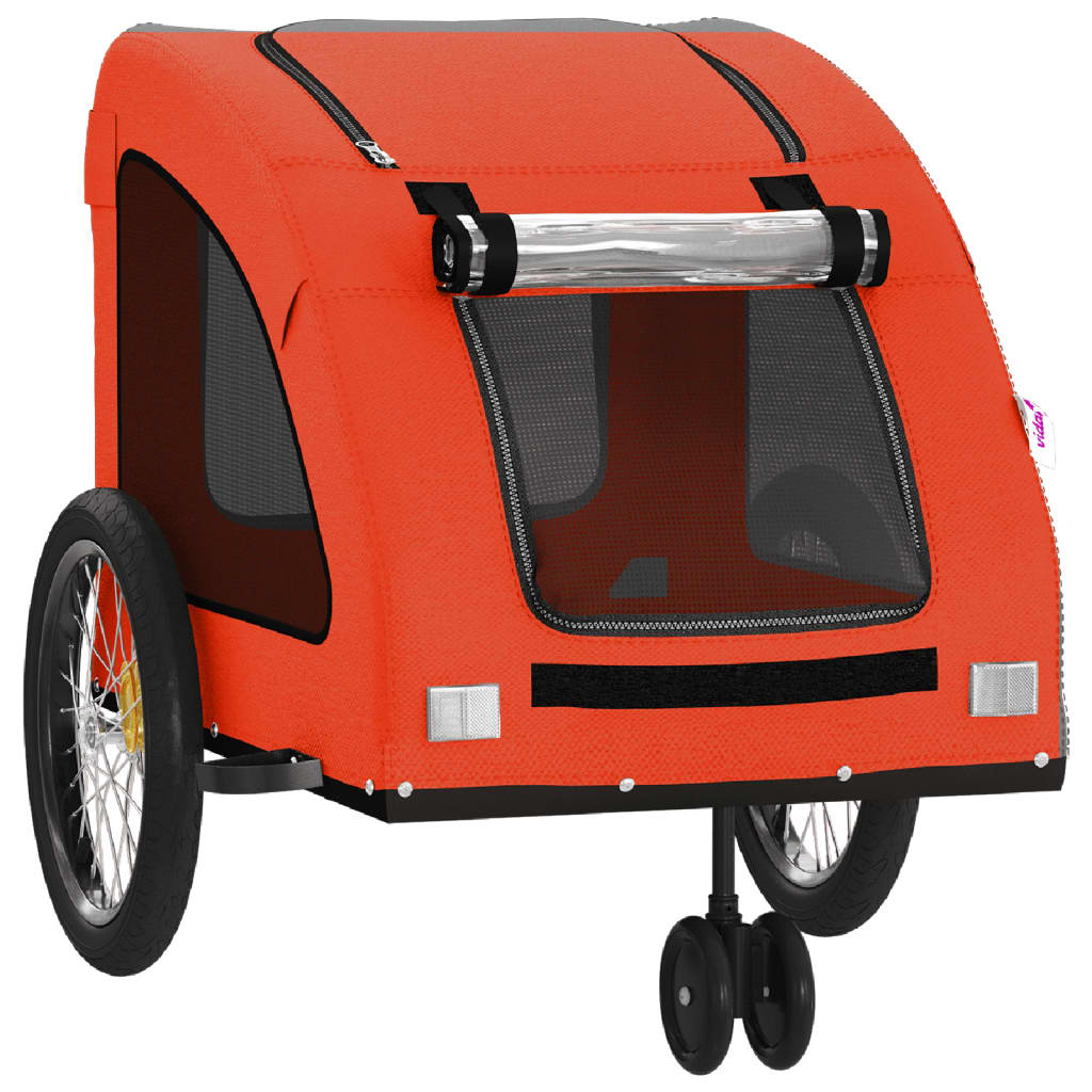 Hondenfietstrailer oxford stof en ijzer oranje en grijs