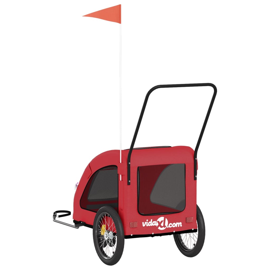 Hondenfietstrailer oxford stof en ijzer rood