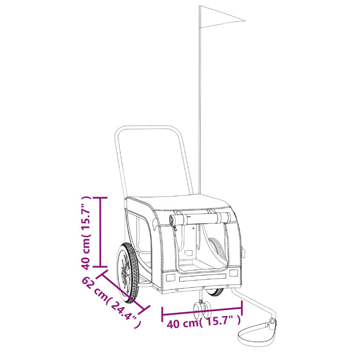 Hondenfietstrailer oxford stof en ijzer oranje en zwart