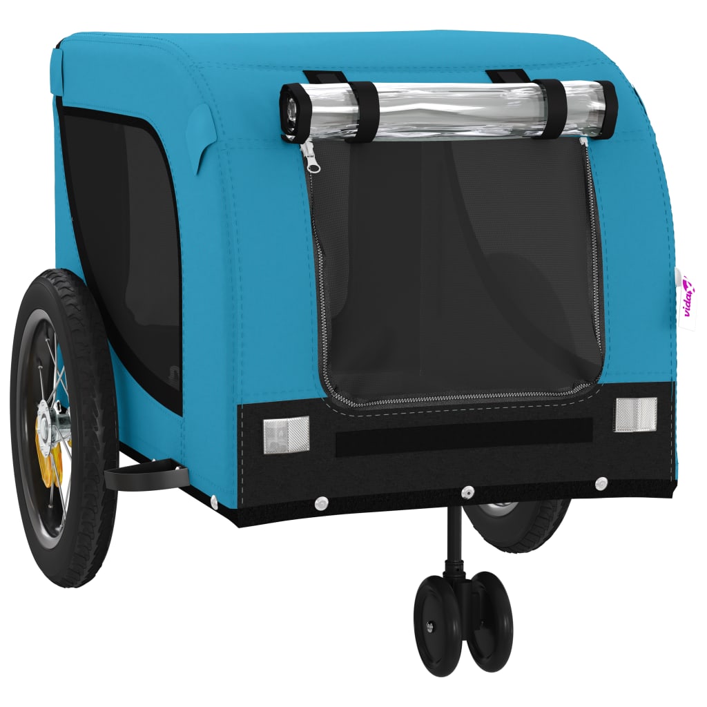 Hondenfietstrailer oxford stof en ijzer blauw en zwart